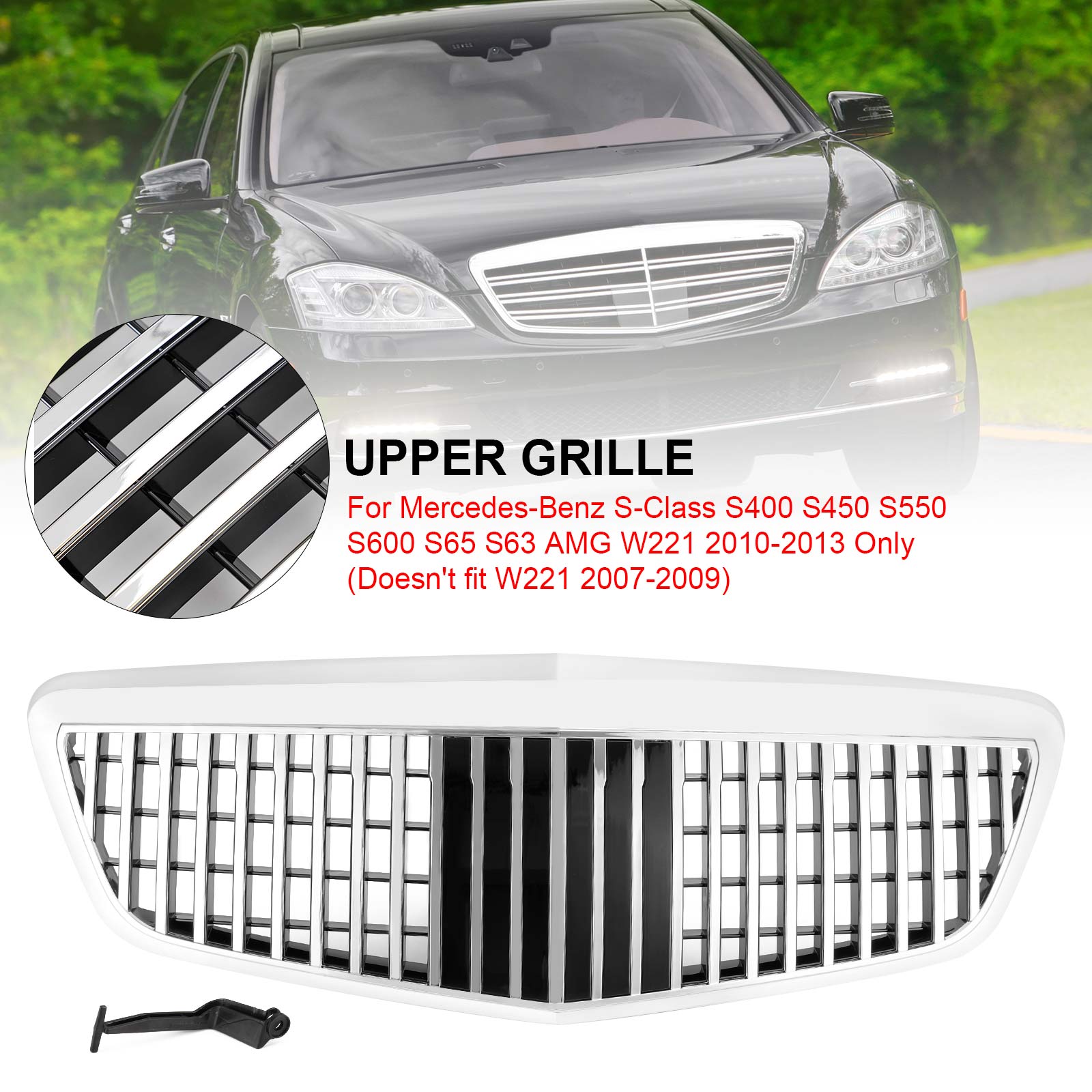 Mercedes Benz 2010-2013 W221 S400 S450 S550 S600 S65 S63 S-Class AMG/MayBach Style Grill Chrome Grille