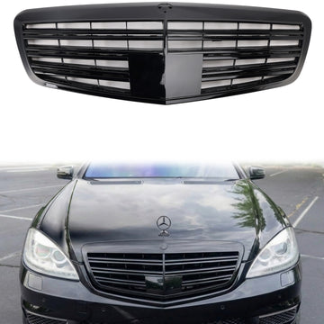 Mercedes Benz 2010-2013 S-Class W221 S350 S400 S450 S550 S600 S65 S63 Front Grille Upper Bumper Black Grill
