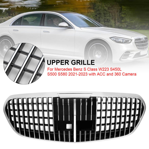 2021-2023 Mercedes Benz S Class W223 S450 S500 S580 Front Grill Maybach Style Chrome Black Replacement Grill