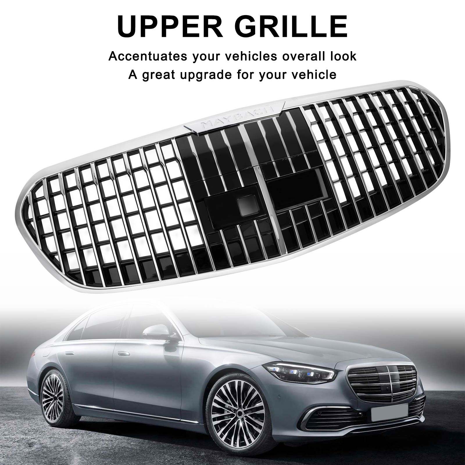 2021-2023 Mercedes Benz S Class W223 S450 S500 S580 Front Grill Maybach Style Chrome Black Replacement Grill