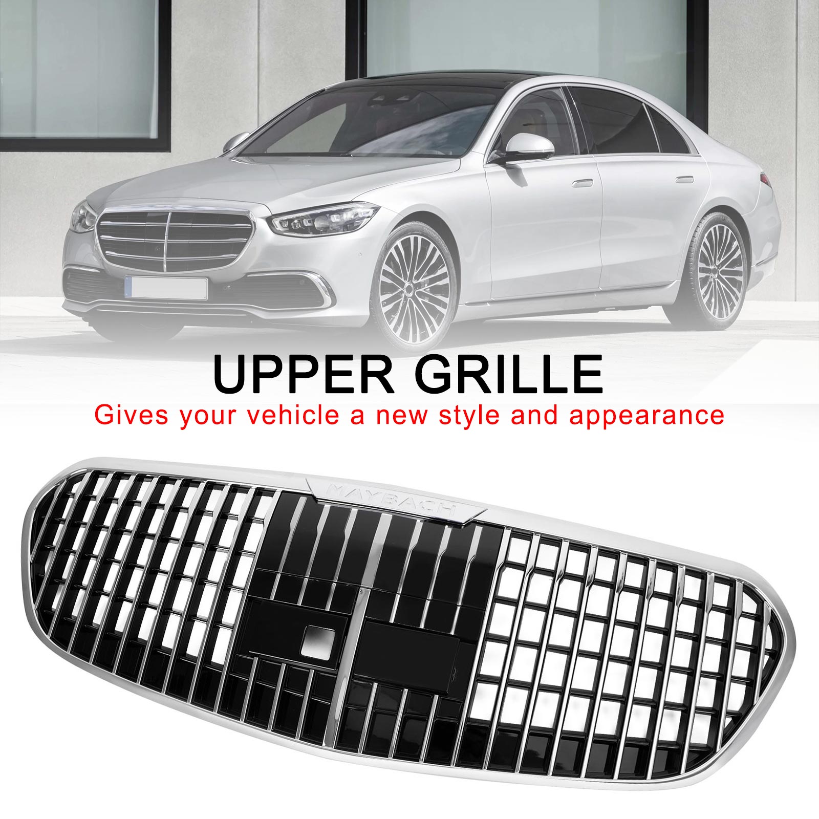 2021-2023 Mercedes Benz S Class W223 S450 S500 S580 Front Grill Maybach Style Chrome Black Replacement Grill