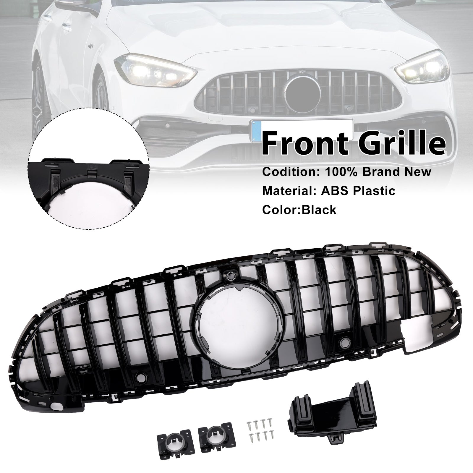 2022-2023 Mercedes Benz C-Klasse W206 S206 GTR Style Grill Frontstoßstange Glänzend Schwarz Ersatzgrill