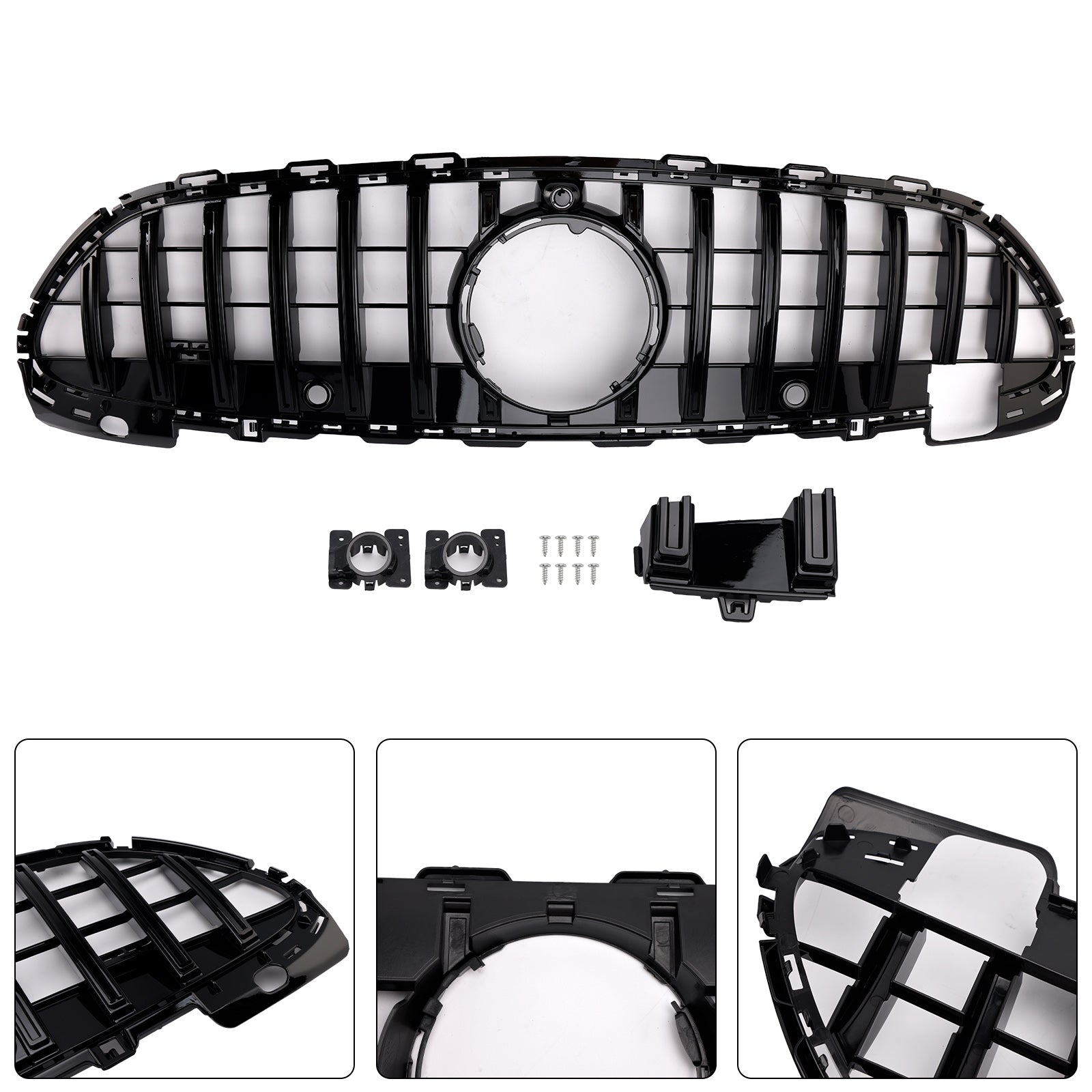 2022-2023 Mercedes Benz C-Klasse W206 S206 GTR Style Grill Frontstoßstange Glänzend Schwarz Ersatzgrill