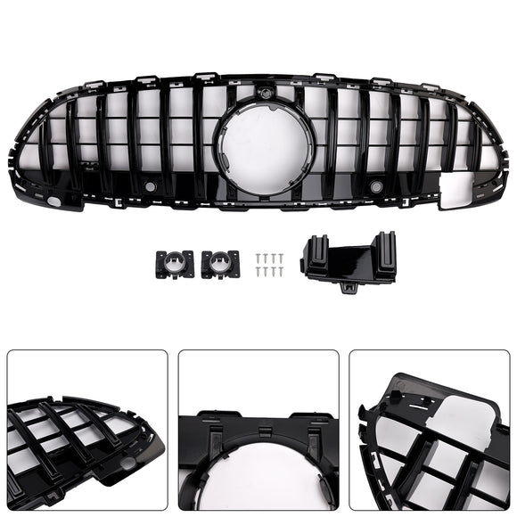 Mercedes Benz Clase C 2022-2023 W206 Parrilla de repuesto para parachoques delantero estilo S206 GTR en negro brillante