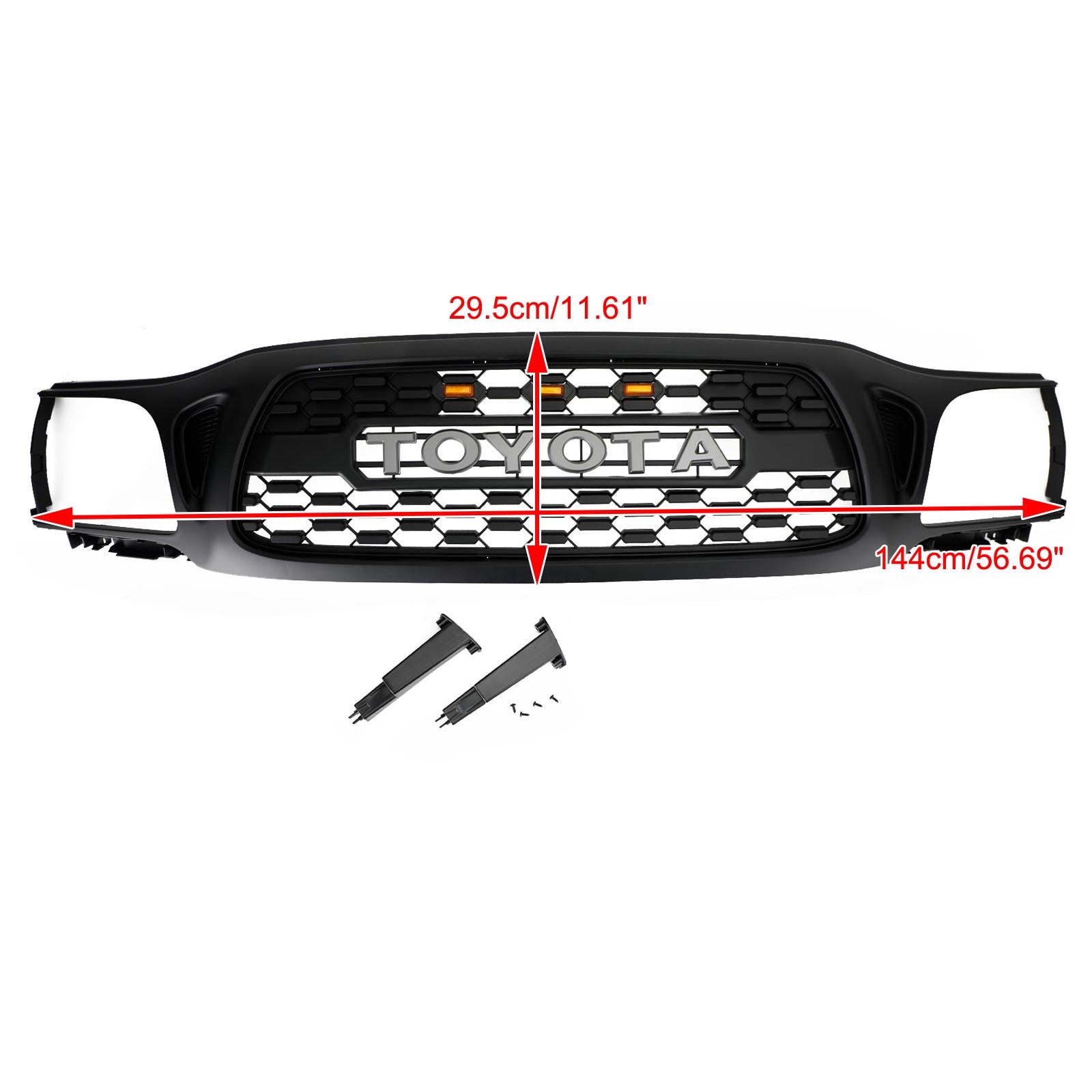 2001-2004 Toyota Tacoma Honeycomb Front Bumper Grill TRO PRO Style Black Grille With LED Light - 0