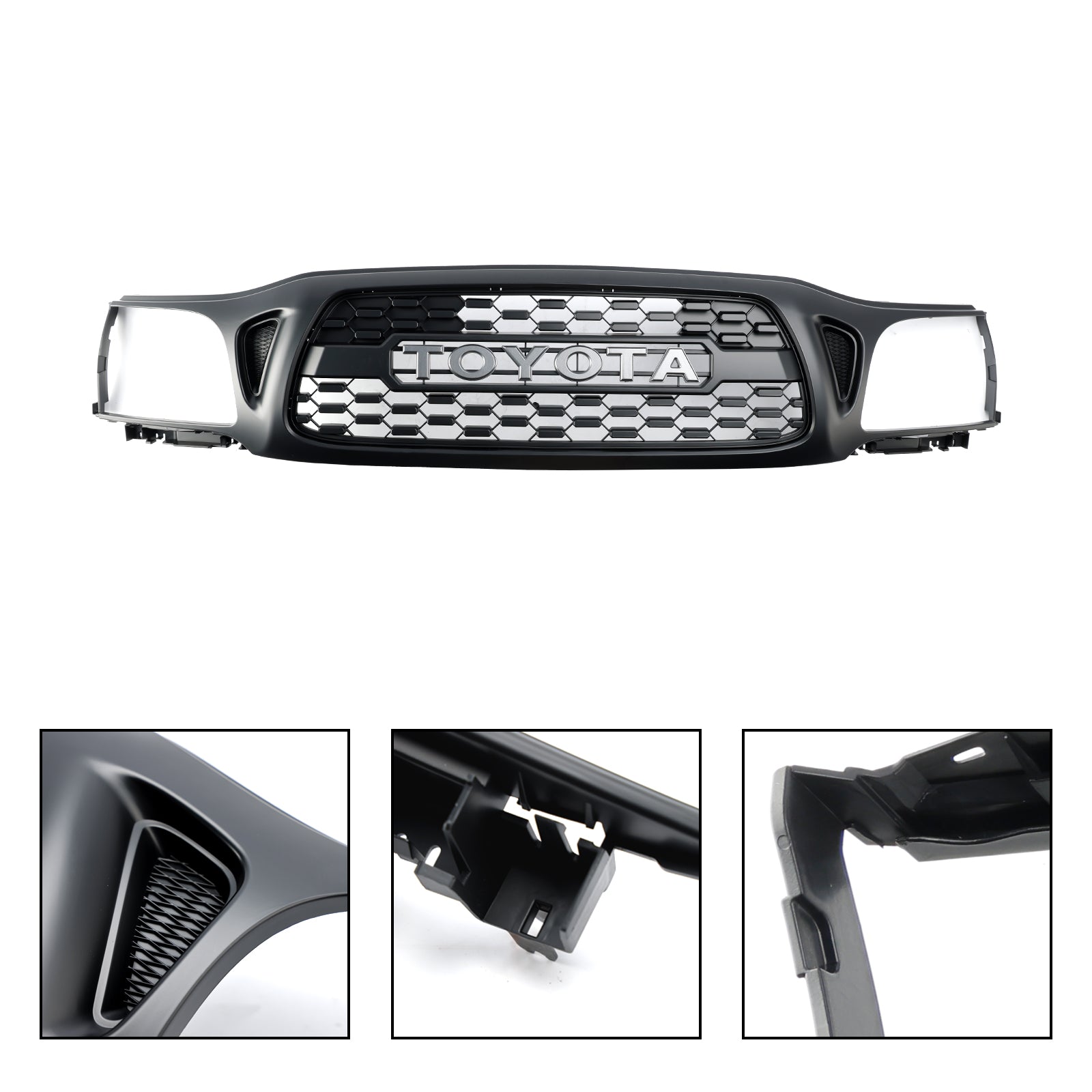 Toyota Tacoma 2001-2004 TRO PRO Style Grill Air Intake Radiator Matte Black Grille W/LED Light & Letter