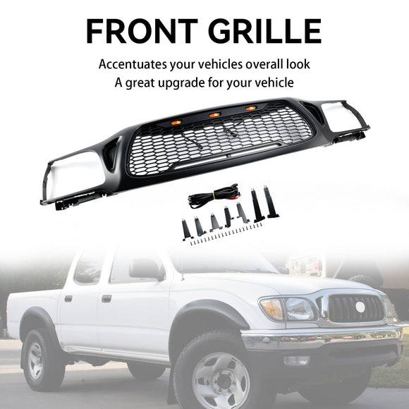 Toyota Tacoma | 2001-2004 | Noir mat | Style nid d'abeille | Lumière LED | Grille de pare-chocs avant
