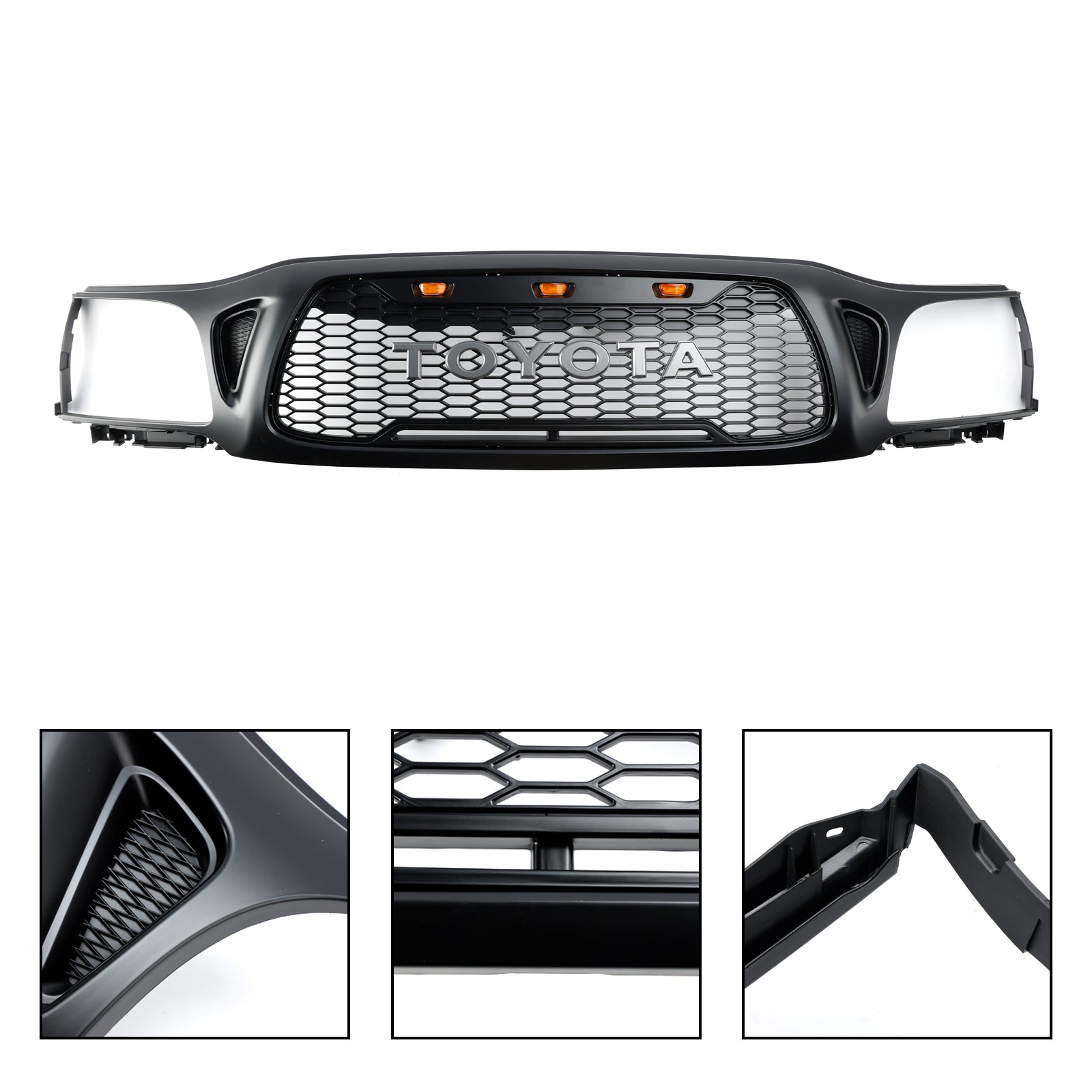 2001-2004 Toyota Tacoma Honeycomb Front Bumper Grill Replacement Black Grille