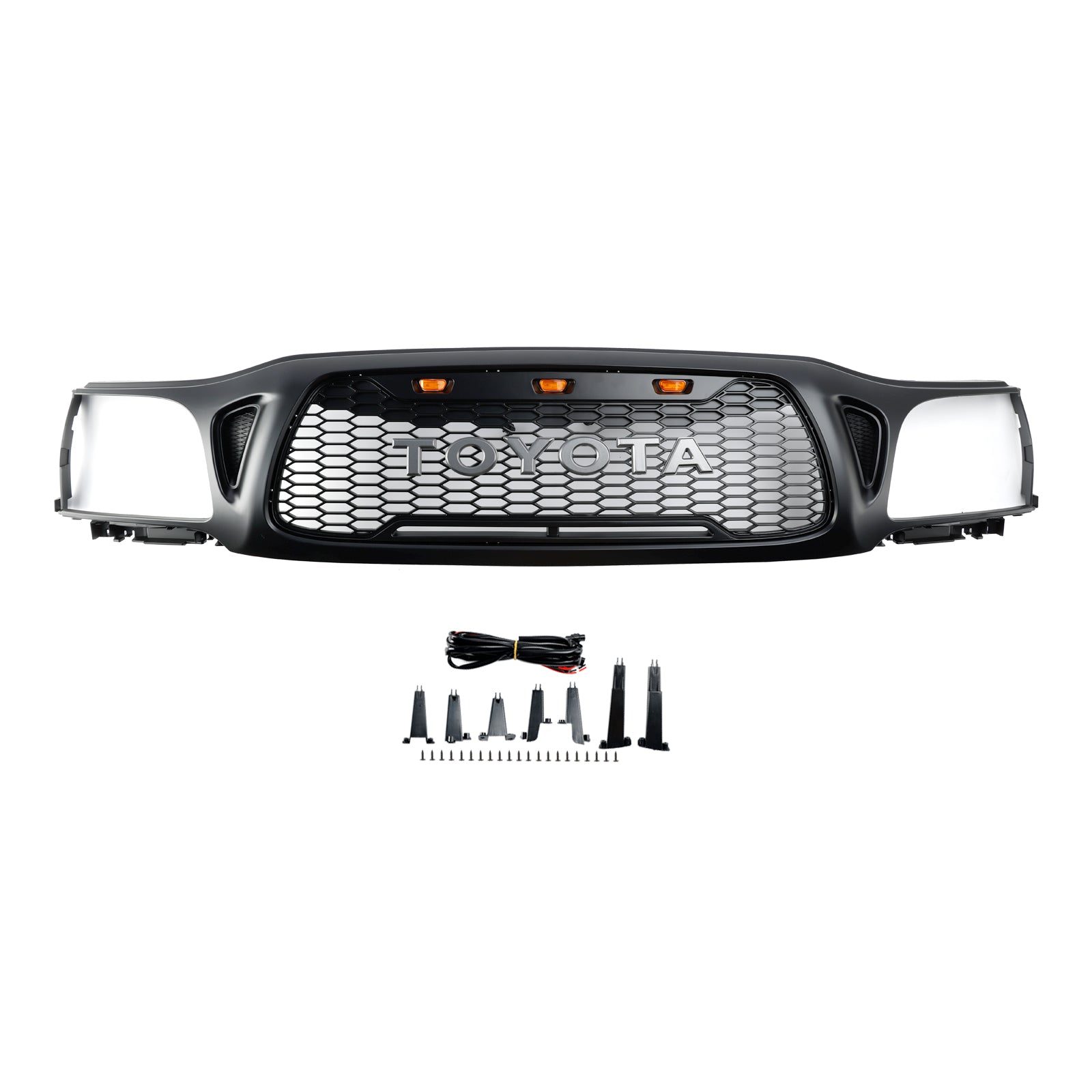 2001-2004 Toyota Tacoma Honeycomb Front Bumper Grill Replacement Black Grille