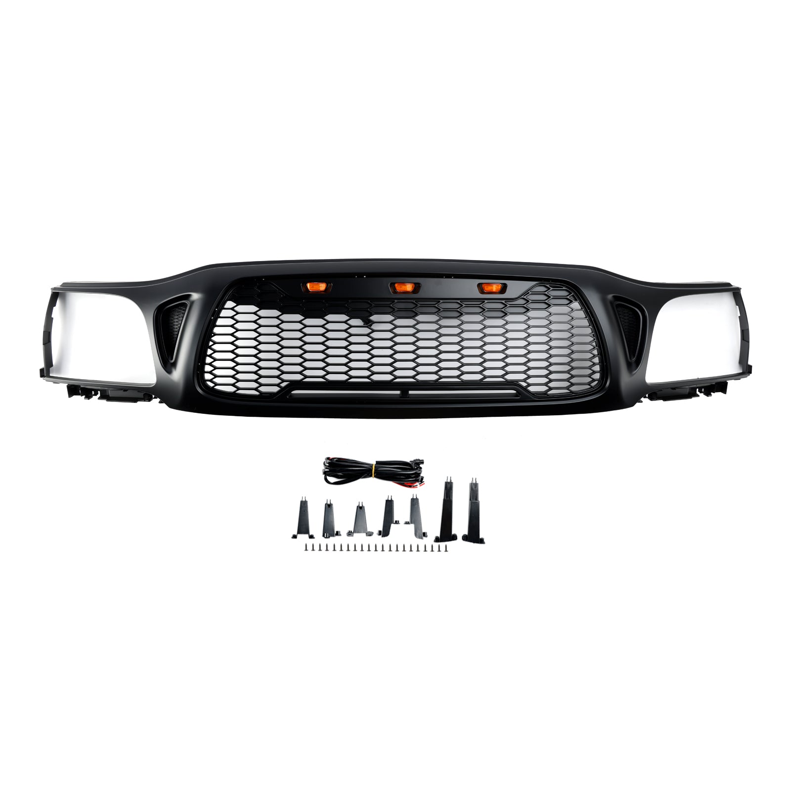 2001-2004 Toyota Tacoma Honeycomb Front Bumper Grill Replacement Black Grille