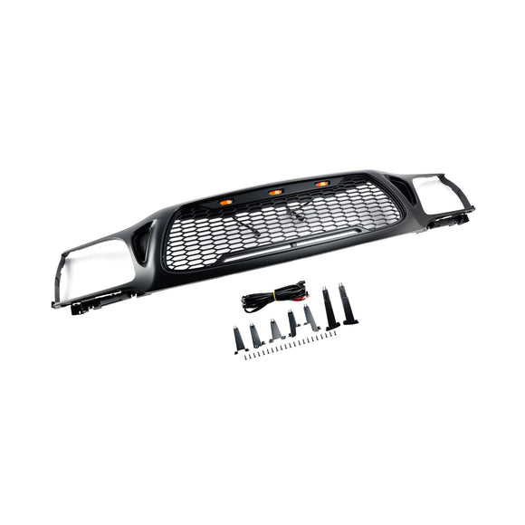 Toyota Tacoma | 2001-2004 | Noir mat | Style nid d'abeille | Lumière LED | Grille de pare-chocs avant