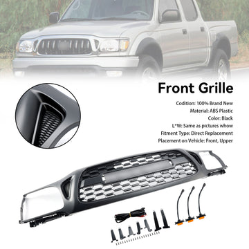 Style TRO PRO | Toyota Tacoma | Calandre noire mate | 2001 2002 2003 2004 | Grille de pare-chocs avant + lumière LED + lettre - 0