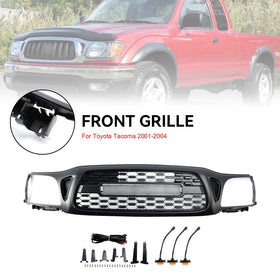 2001-2004 Toyota Tacoma Honeycomb Front Bumper Grill TRO PRO Style Black Grille With LED Light - 0