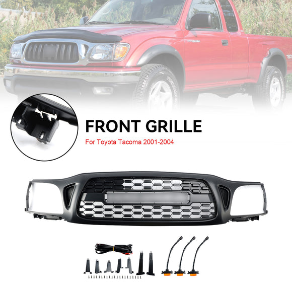 Style TRO PRO | Toyota Tacoma | Calandre noire mate | 2001 2002 2003 2004 | Grille de pare-chocs avant + lumière LED + lettre