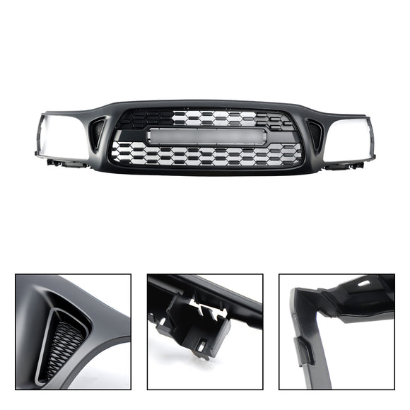 Style TRO PRO | Toyota Tacoma | Calandre noire mate | 2001 2002 2003 2004 | Grille de pare-chocs avant + lumière LED + lettre