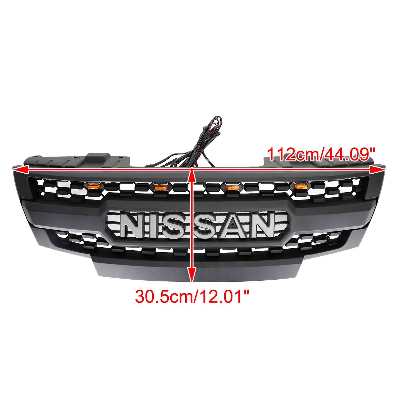 Reemplazo de parrilla de parachoques delantero negro para Nissan Frontier 2009-2016 con luces LED