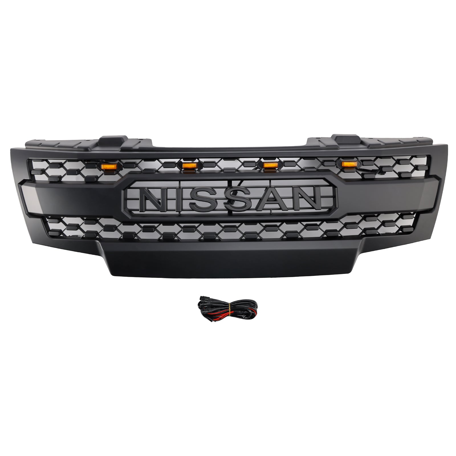 Nissan Frontier 2009-2016 Frontgrill Waben Ersatz oberer Stoßfänger schwarzer Kühlergrill mit LED-Licht