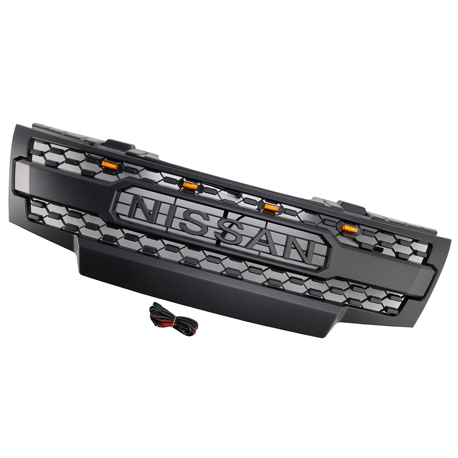 Nissan Frontier 2009-2016 Frontgrill Waben Ersatz oberer Stoßfänger schwarzer Kühlergrill mit LED-Licht