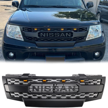 2009–2016 Nissan Frontier Mattschwarzer Grill-Frontstoßstangen-Ersatzgrill mit LED-Leuchten