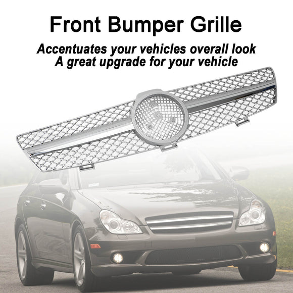 Mercedes Benz CLS-Class W219 2004 2005 2006 2007 2008 Front Grill Chrome / Black Replacement Grille With Star Emblem
