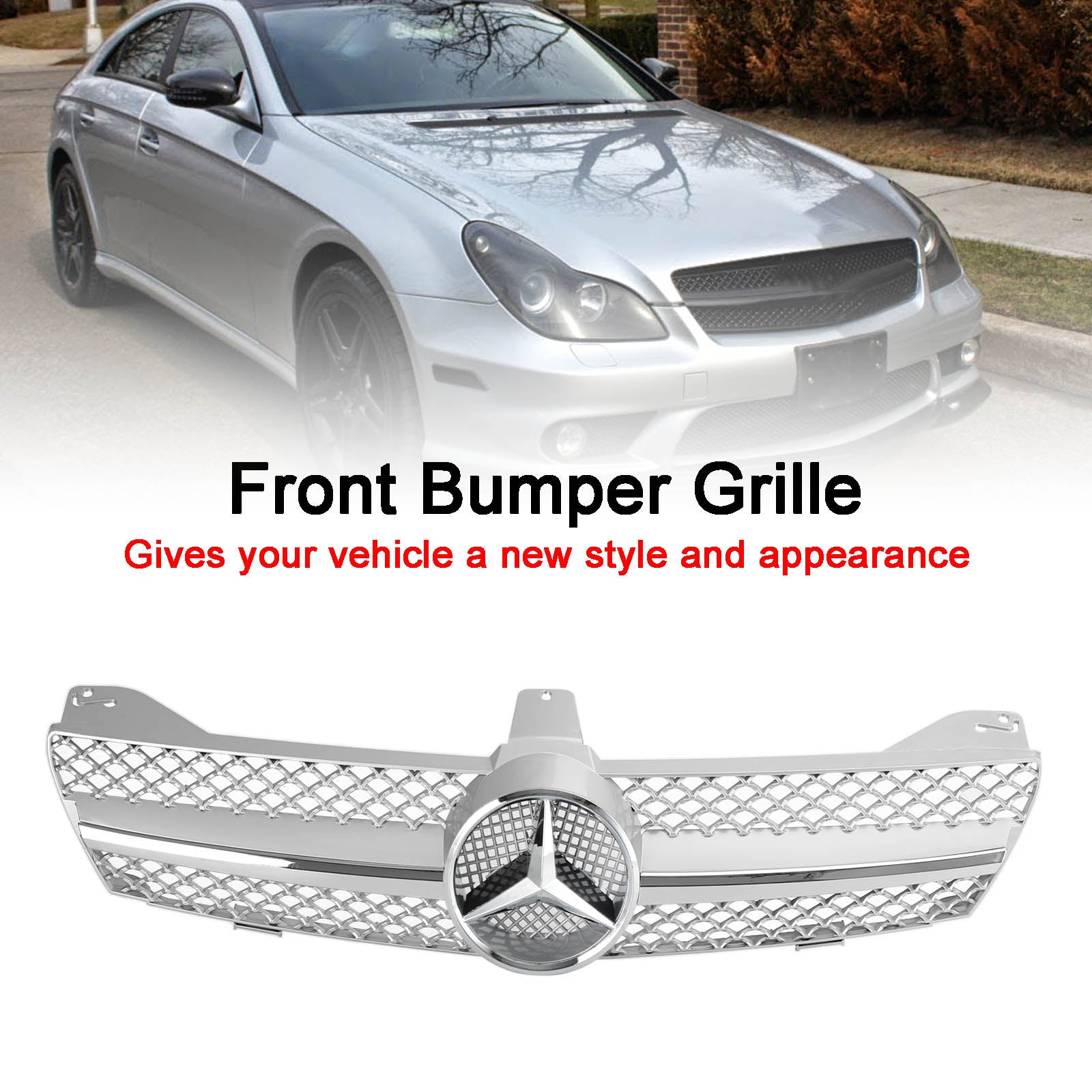 Grille de pare-chocs avant chromée pour Mercedes Benz Classe CLS W219 CLS280/320/350/500/550 2004-2008