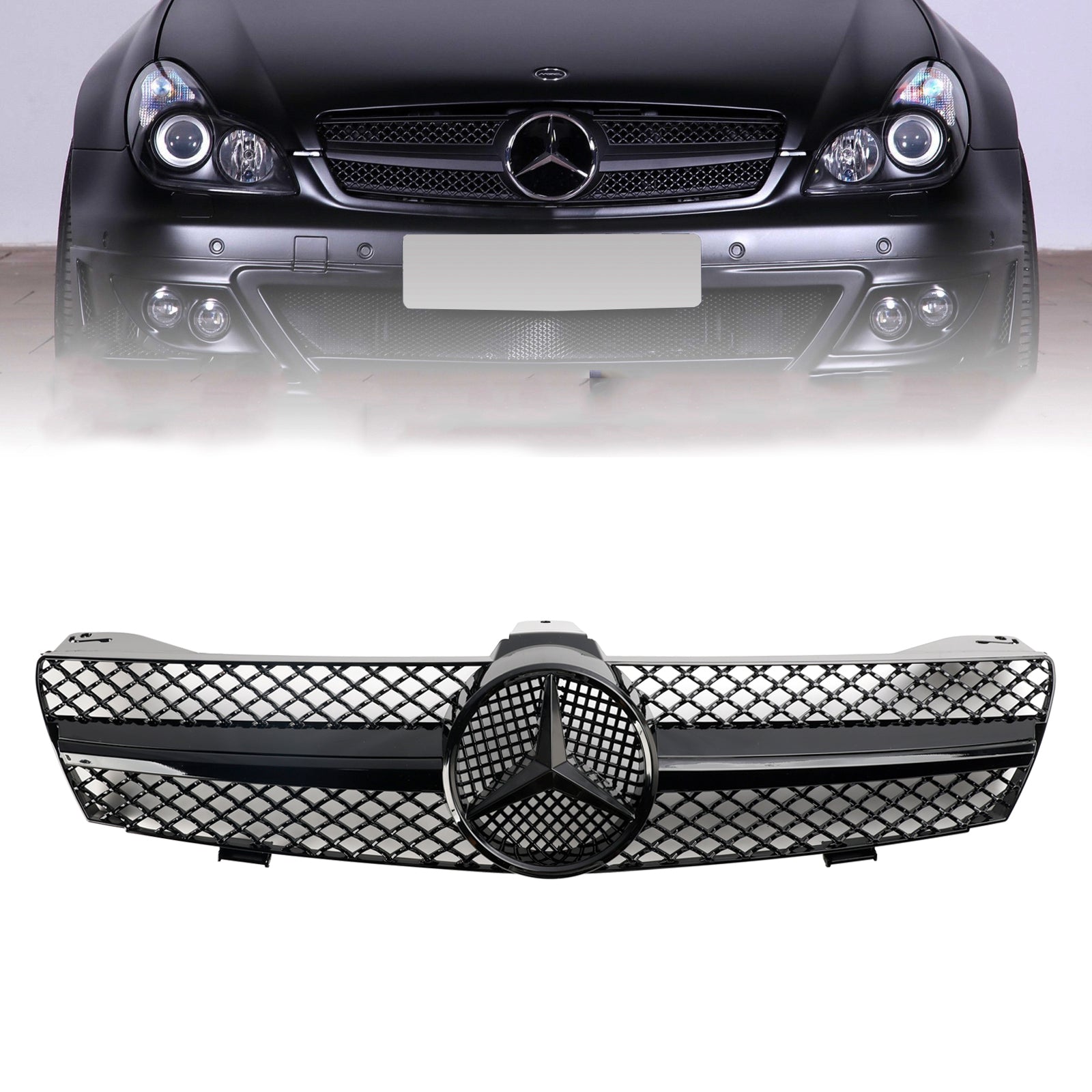 Grille de pare-chocs avant noire de remplacement pour Mercedes Benz Classe CLS W219 C219 2004-2008 CLS280/320/S350/500/550