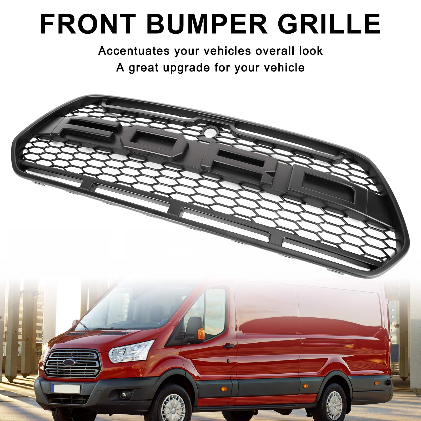 Grille de pare-chocs avant noire mate de remplacement pour Ford Transit Mk8 2015-2018 Grille de style Raptor noire