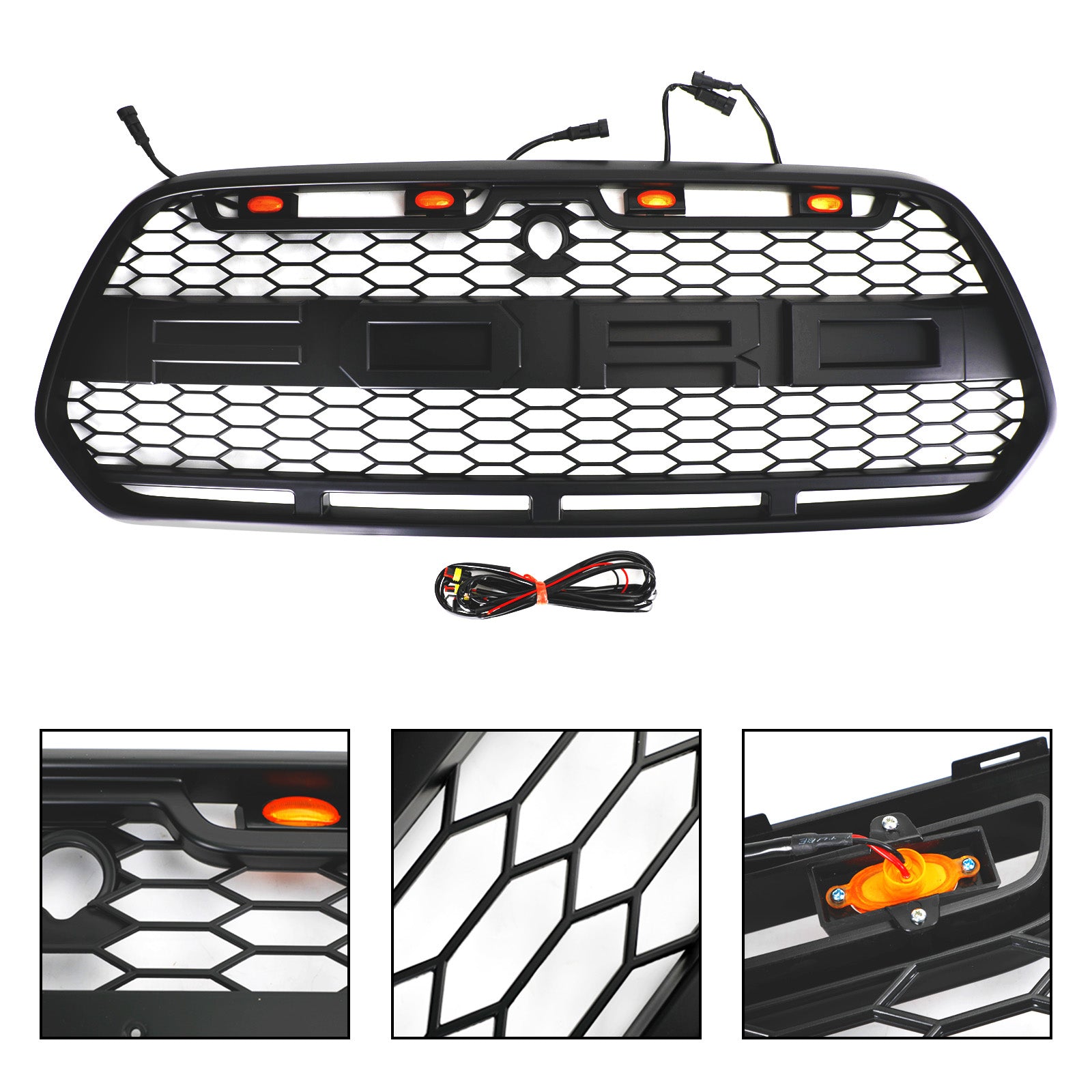 Ford Transit Mk8 2015-2018 Front Bumper Grille Raptor Style Black Grill w/LED