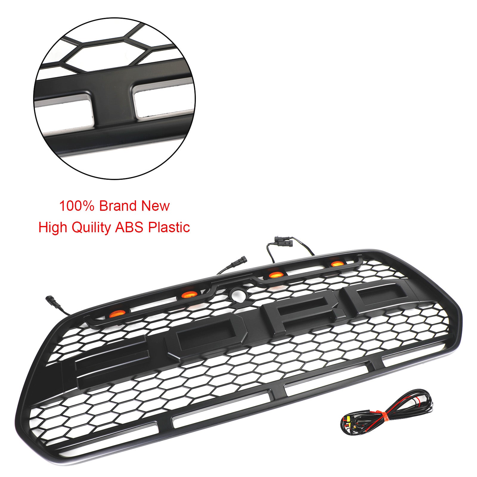 Ford Transit Mk8 2015-2019 Matt Black Front Bumper Grill Replacement Black Raptor Style Grille