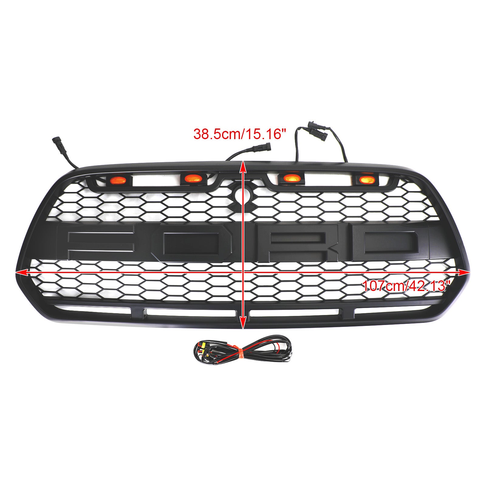 2015-2019 Ford Transit Mk8 Grill con/ 3 LED Gloss Black Bumper Bumper Raptor Grille