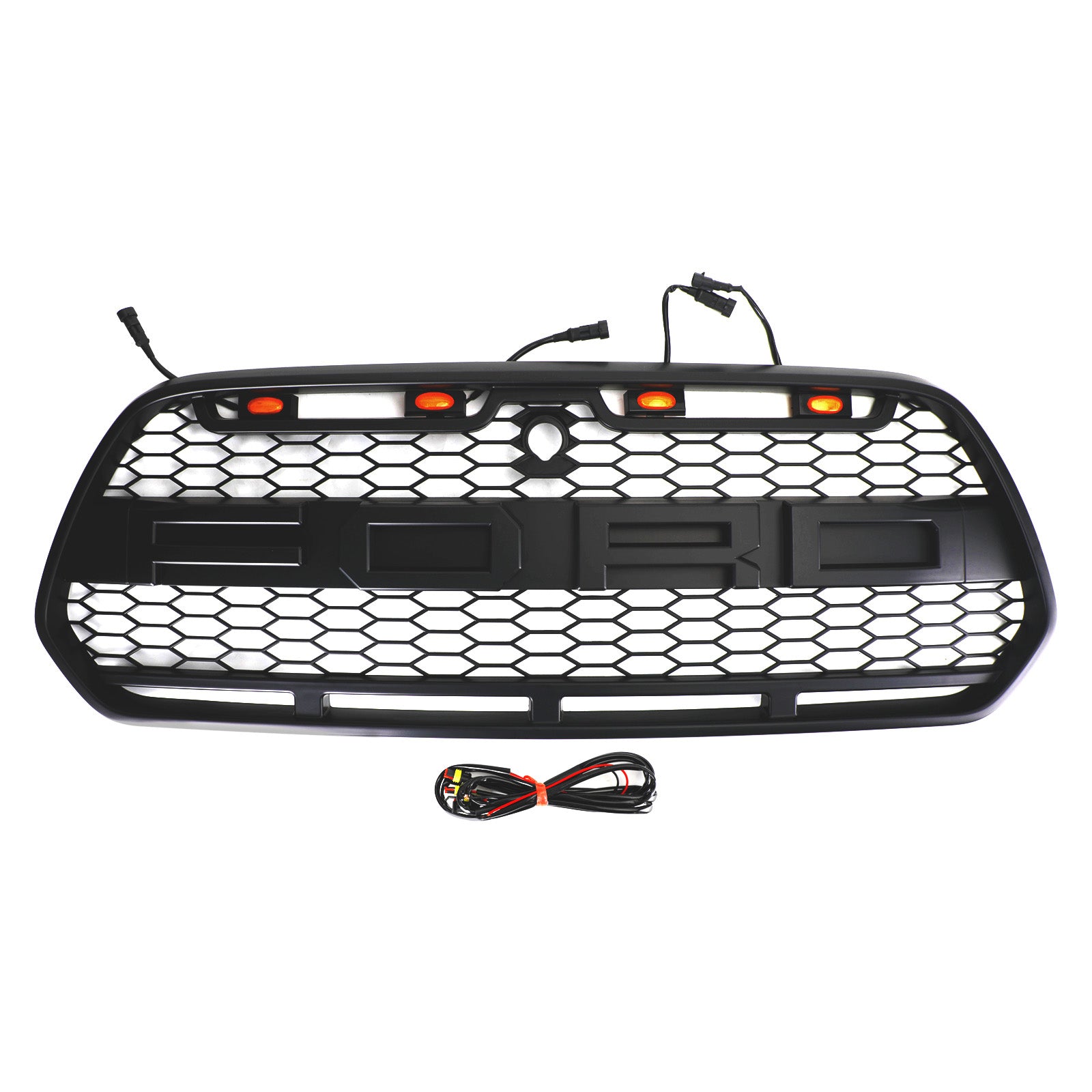 2015-2019 Ford Transit Mk8 Grill con/ 3 LED Gloss Black Bumper Bumper Raptor Grille