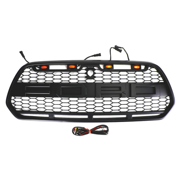 Griglia Ford Transit MK8 2015-2019 CON/3 LED Griglia stile Raptor per paraurti anteriore nero lucido