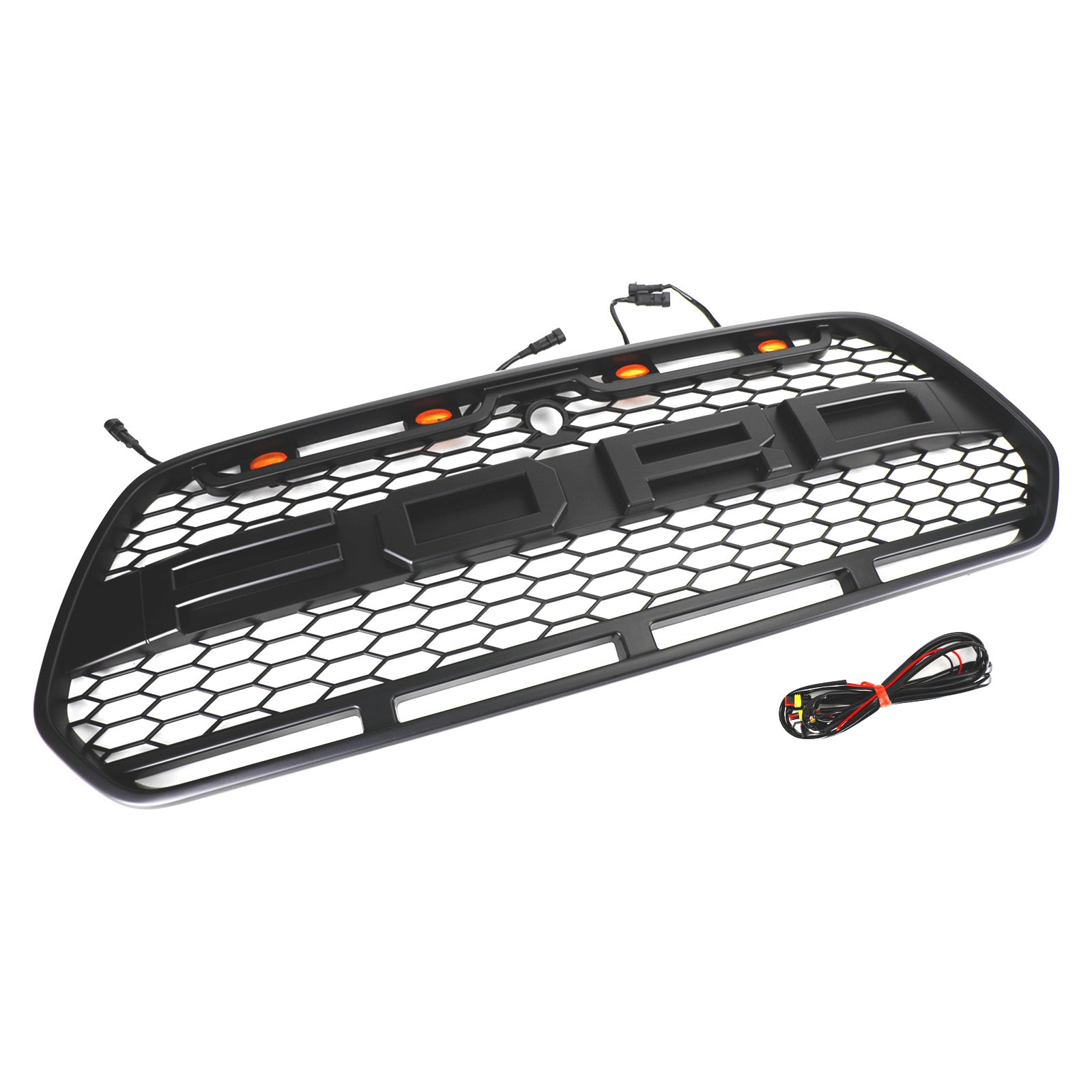 2015-2019 Ford Transit Mk8 Grill con/ 3 LED Gloss Black Bumper Bumper Raptor Grille