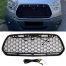 Ford Transit Mk8 2015-2019 Matte Black Front Bumper Grill Black Raptor Style Grille W/ LED-3