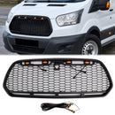 Ford Transit Mk8 2015-2019 Matte Black Front Bumper Grill Black Raptor Style Grille W/ LED-1