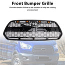 Griglia Ford Transit MK8 2015-2019 CON/3 LED Griglia stile Raptor per paraurti anteriore nero lucido-4
