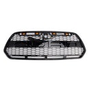 Griglia Ford Transit MK8 2015-2019 CON/3 LED Griglia stile Raptor per paraurti anteriore nero lucido-1