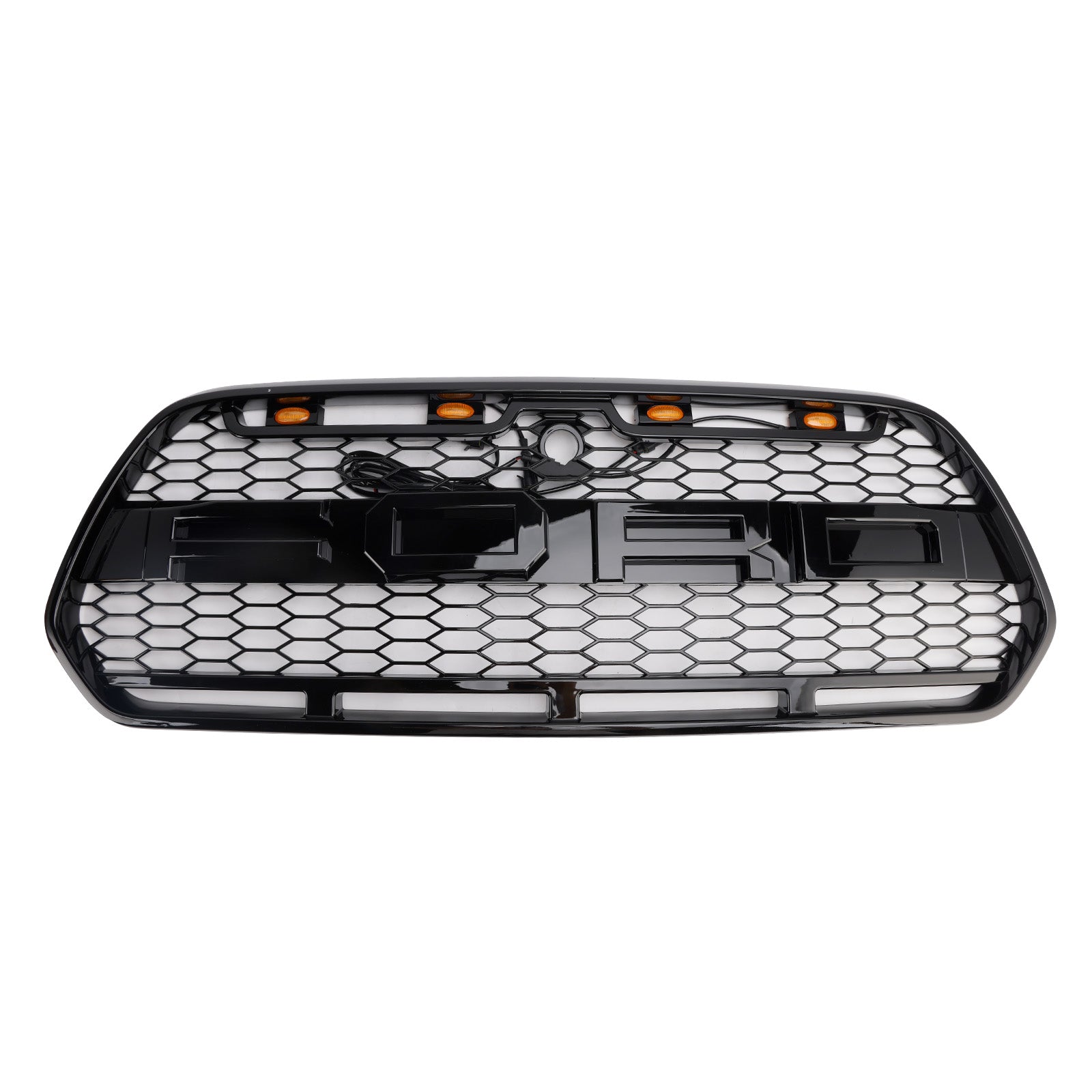 2015-2019 Ford Transit Mk8 Grill con/ 3 LED Gloss Black Bumper Bumper Raptor Grille