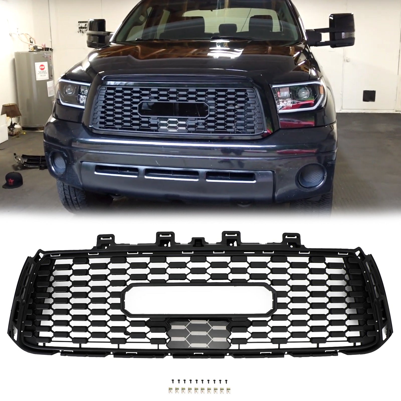 Grille de pare-chocs avant en nid d'abeille de remplacement pour Toyota Tundra 2010-2013 Grille noire