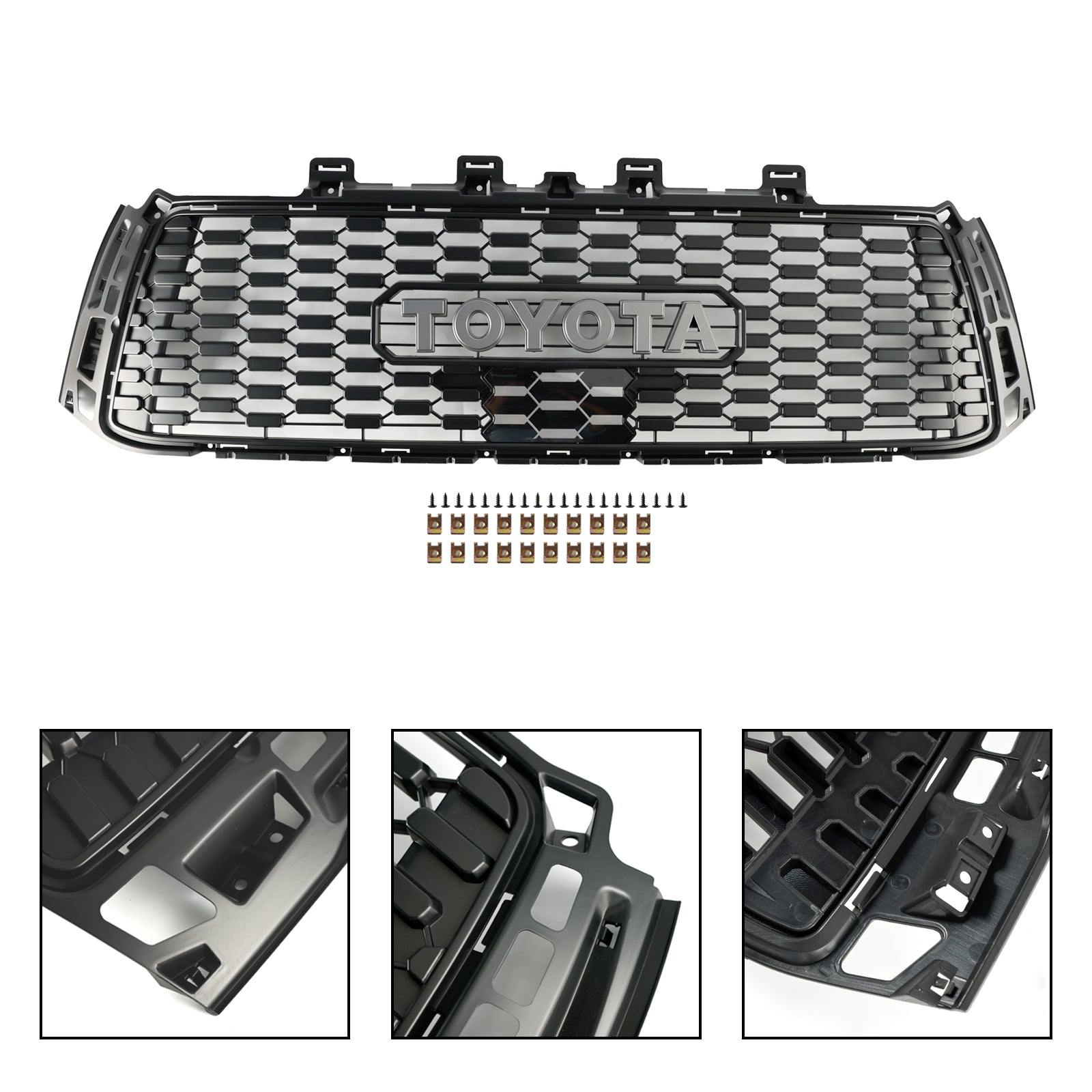 Reemplazo de rejilla de parachoques delantero en forma de panal estilo TRD PRO para Toyota Tundra 2010-2013, color negro