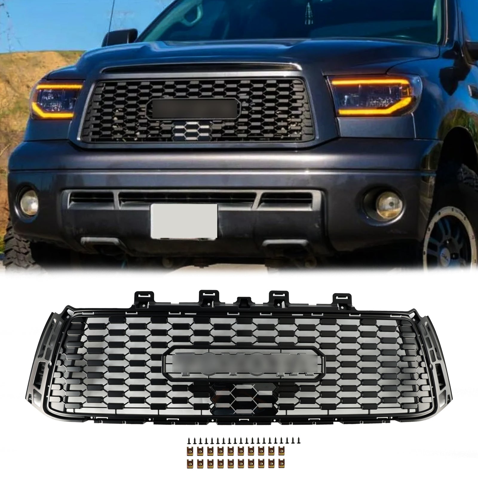 TRD Pro Grille pour Toyota Tundra 2010-2013 Remplacement du pare-chocs avant en nid d'abeille Black Grill avec lettre