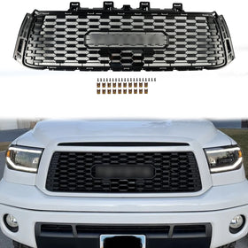 2010-2013 Toyota Tundra TRD PRO Style Honeycomb Front Bumper Grill Replacement Black Grille - 0