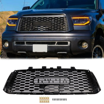 Toyota Tundra TRD PRO Style Grill 2010 2011 2012 2013 Calandre avant en nid d'abeille noir mat avec lettre TOYOTA