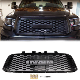 2010-2013 Toyota Tundra TRD PRO Style Honeycomb Front Bumper Grill Replacement Black Grille With TOYOTA Letter