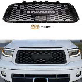2010-2013 Toyota Tundra TRD PRO Style Honeycomb Front Bumper Grill Replacement Black Grille With TOYOTA Letter - 0