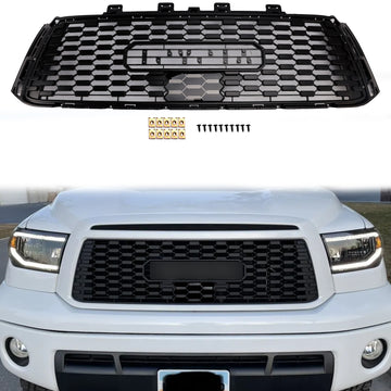 TRD PRO Kühlergrill für Toyota Tundra 2010–2013, Ersatz für Frontstoßstange, schwarzer Wabengrill mit Toyota-Buchstabe