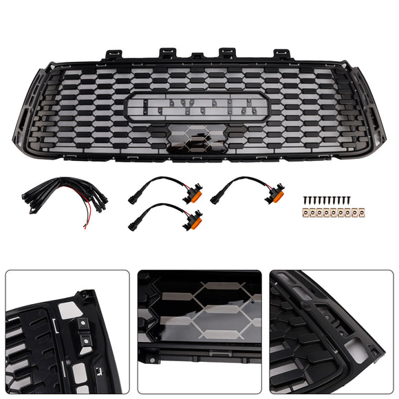 Toyota Tundra 2010-2013 TRD PRO-stijl grille, zwarte honingraat voorbumpergrille met LED-licht & TOYOTA Letter