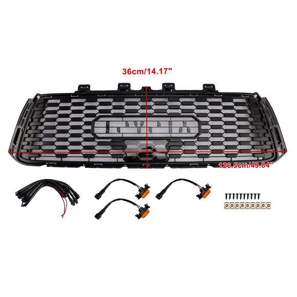 Toyota Tundra 2010-2013 TRD PRO-stijl grille, zwarte honingraat voorbumpergrille met LED-licht & TOYOTA Letter