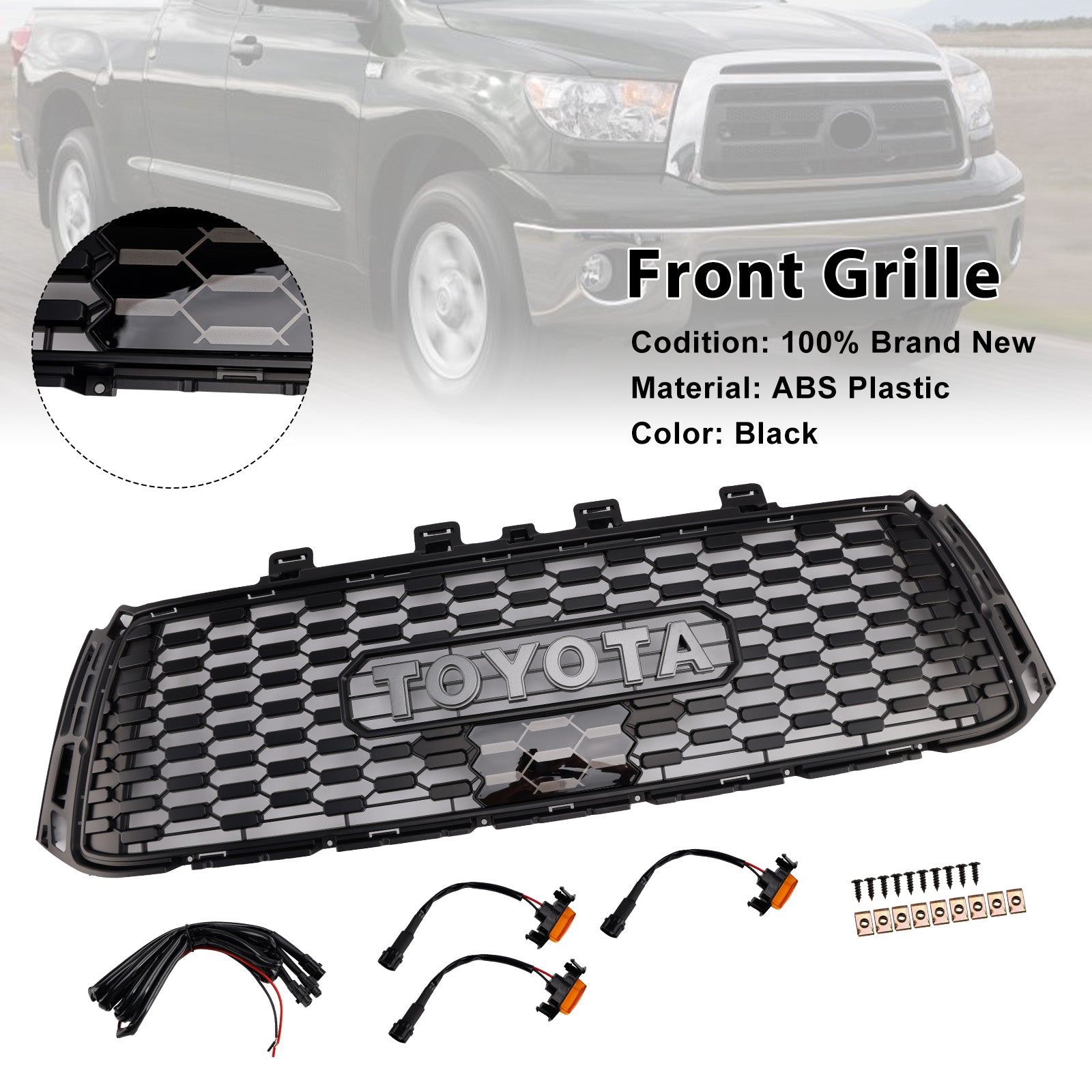 Toyota Tundra 2010-2013 TRD PRO Style Griglia a nido d'ape nera Griglia paraurti anteriore con luce LED