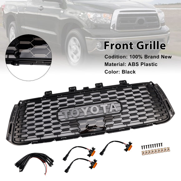 Toyota Tundra 2010-2013 TRD PRO grade estilo favo de mel preto grade do para-choque dianteiro com luz LED